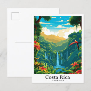 Costa Rica Karibik Vintage Reise - Illustration Postkarte