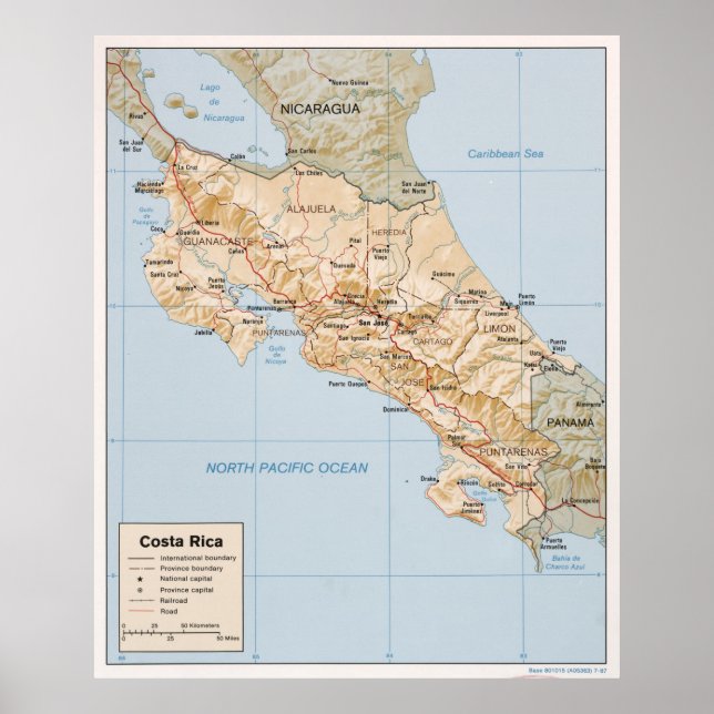 Costa Rica Karte (1987) Poster (Vorne)