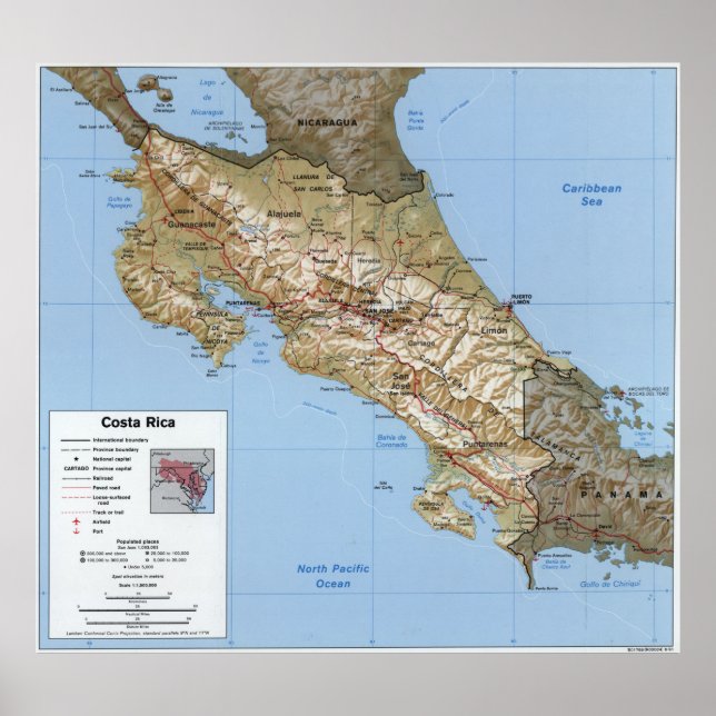 Costa Rica Karte (1991) Poster (Vorne)
