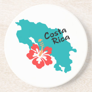 Costa Rica Karte mit Hibiskus Sandstein Untersetzer