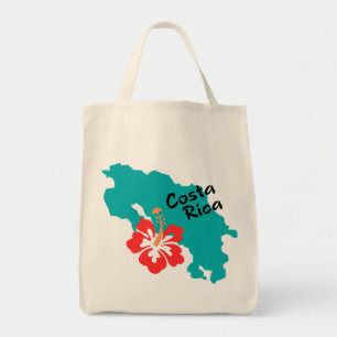 Costa Rica Karte mit Hibiskus Tragetasche