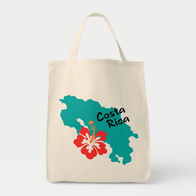 Costa Rica Karte mit Hibiskus Tragetasche (Vorne)