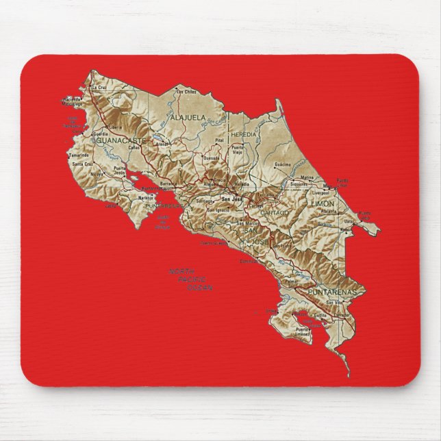 Costa Rica Karte Mousepad (Vorne)