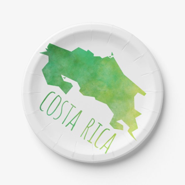 Costa Rica-Karte Pappteller (Vorderseite)