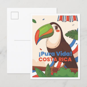 Costa Rica Kunst Vintage Reiseillustration Postkarte