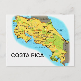 COSTA RICA Map Postcard Postkarte