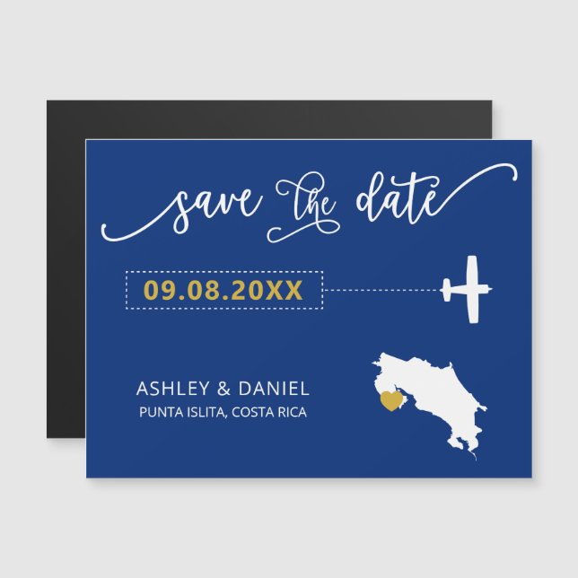 Costa Rica Mariage Enregistrer la carte de date, C (Devant / Derrière)