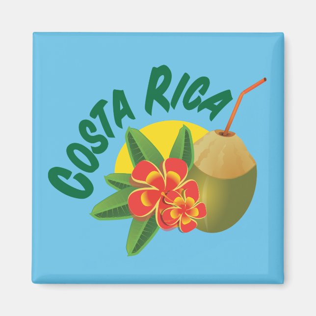 Costa Rica mit Hibiskus und Kokosnuss Magnet (Vorne)