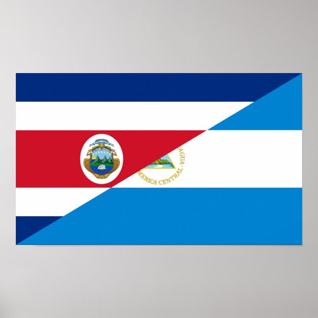 Costa rica nicaragua Halbfahne Poster (Vorne)
