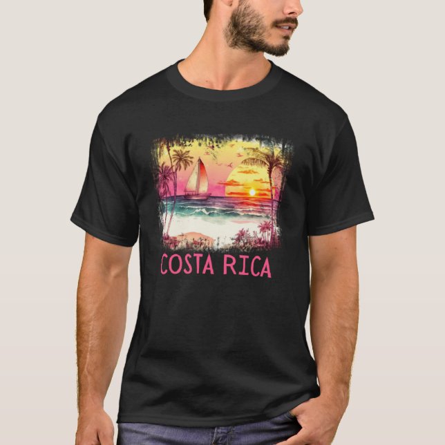 Costa Rica Palm Tree Beach Vacation Summer and Sur T-Shirt (Vorderseite)