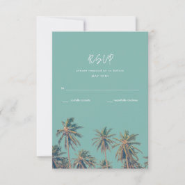 Costa Rica Palms Beach Wedding RSVP Karte