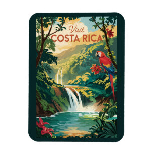 Costa Rica Papagei Illustration Reise Kunst Vintag Magnet