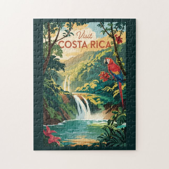 Costa Rica Parrot Illustration Travel Art Vintage (Vertikal)