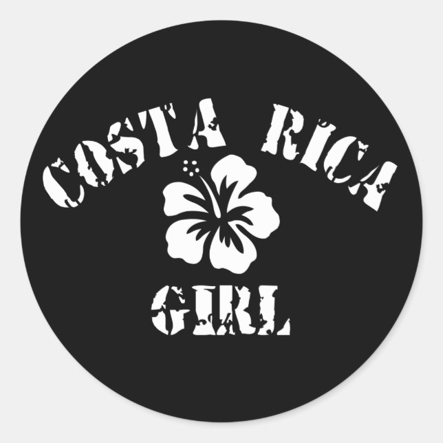 Costa Rica Pink Girl Runder Aufkleber (Vorderseite)