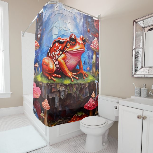 Costa Rica Poison Dart Grenouille rideaux douche (En situation)