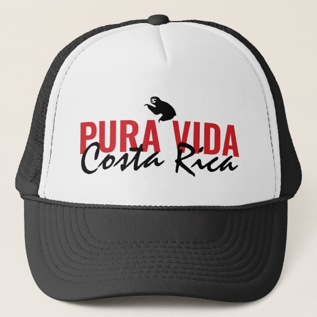 Costa Rica Pura Vida Sloth Truckerkappe (Vorderseite)