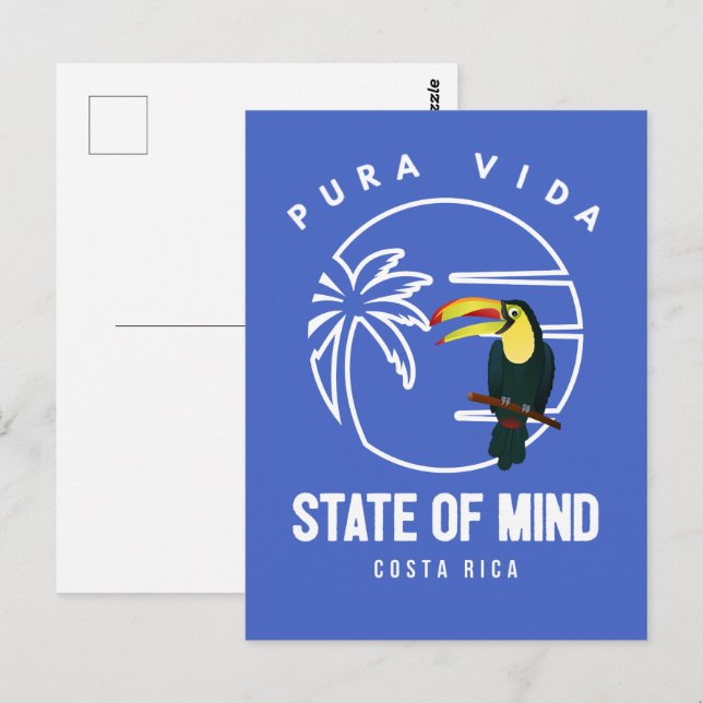 Costa Rica Pura Vida Staat von Mind Toucan Postkarte (Vorne/Hinten)