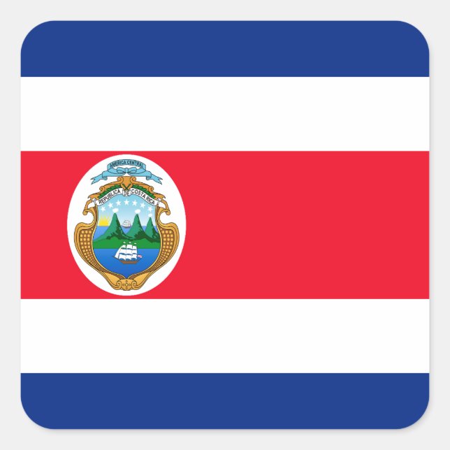 Costa Rica Quadratischer Aufkleber (Vorderseite)