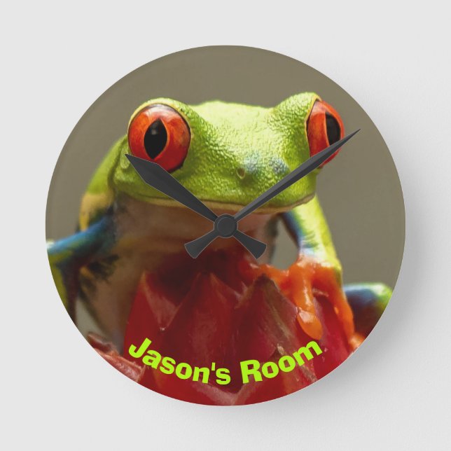 Costa Rica Roter Mit Augen Baum Frosch Runde Wanduhr (Vorderseite)