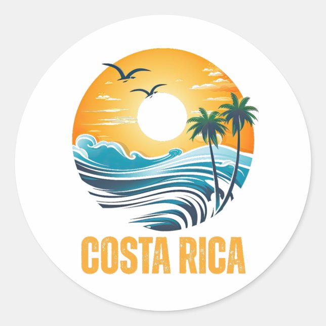 Costa Rica Runder Aufkleber (Vorderseite)