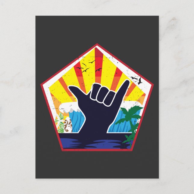 Costa Rica Shaka Sign Surfsurfer Geschenk Postkarte (Vorderseite)