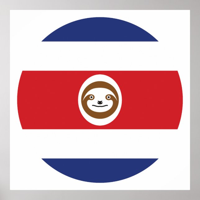 Costa Rica Sloth Costa Rica Nationale Tierflagge Poster (Vorne)