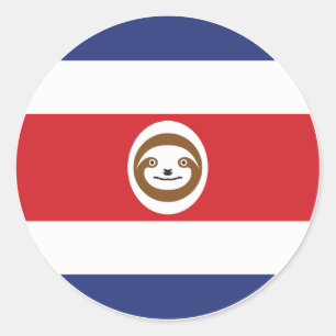Costa Rica Sloth Costa Rica Nationale Tierflagge Runder Aufkleber