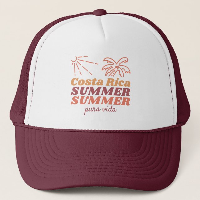 Costa Rica Sommer Retro Urlaub Souvenir Truckerkappe (Vorderseite)