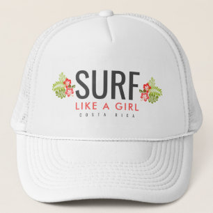 Costa Rica Surf wie eine Girl-Hibiskus-Blume Truckerkappe