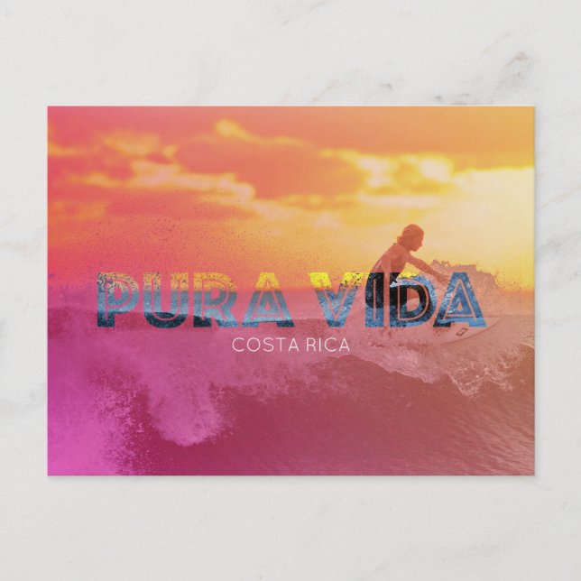 Costa Rica Surfer Pura Vida Postkarte (Vorderseite)