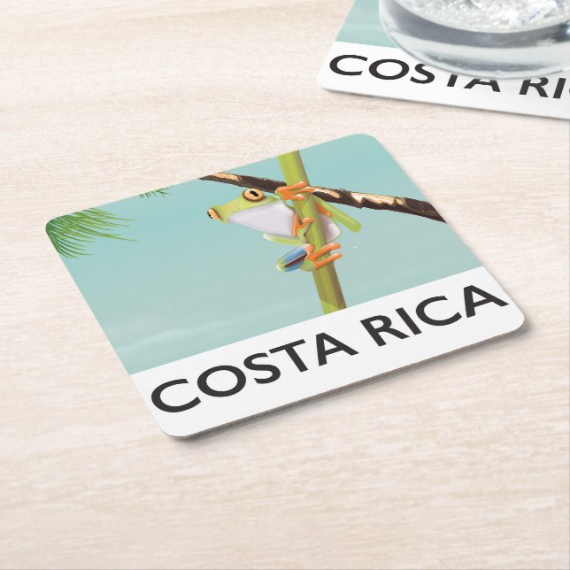 Costa Rica Tree Frog Vacation Poster Rechteckiger Pappuntersetzer (angewinkelt)