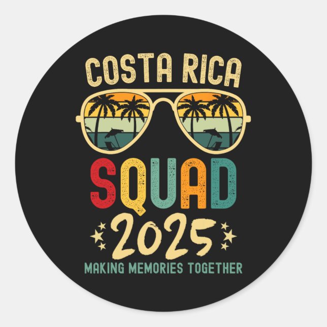 Costa Rica Urlaub Squad 2025 Familienurlaub Tri Runder Aufkleber (Vorderseite)