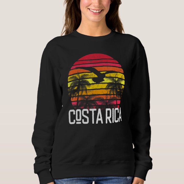 Costa Rica Vintag Retro Beach Palm Treppenschwimmb Sweatshirt (Vorderseite)