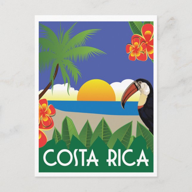 Costa Rica Vintage Reiseart Postkarte (Vorderseite)