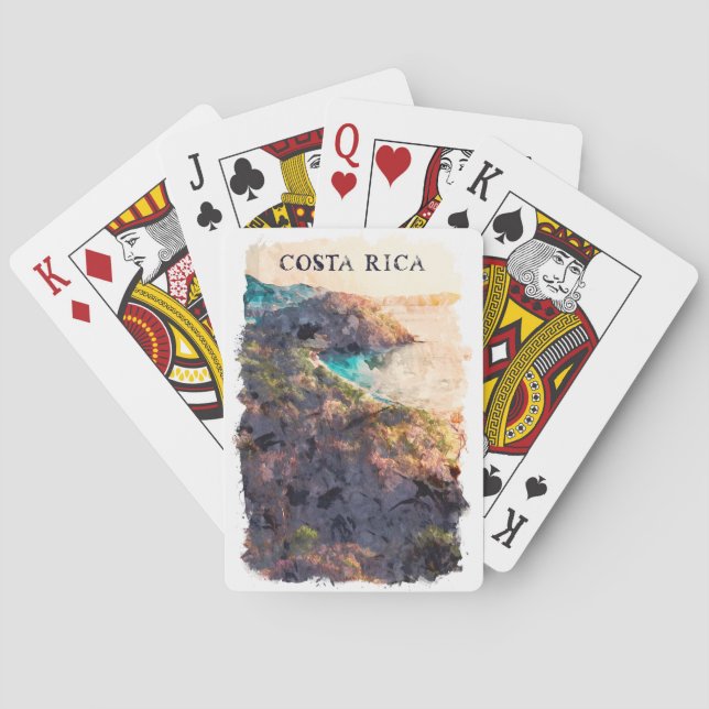 Costa Rica Vintage Reisen Landschaft Spielkarten (Rückseite)