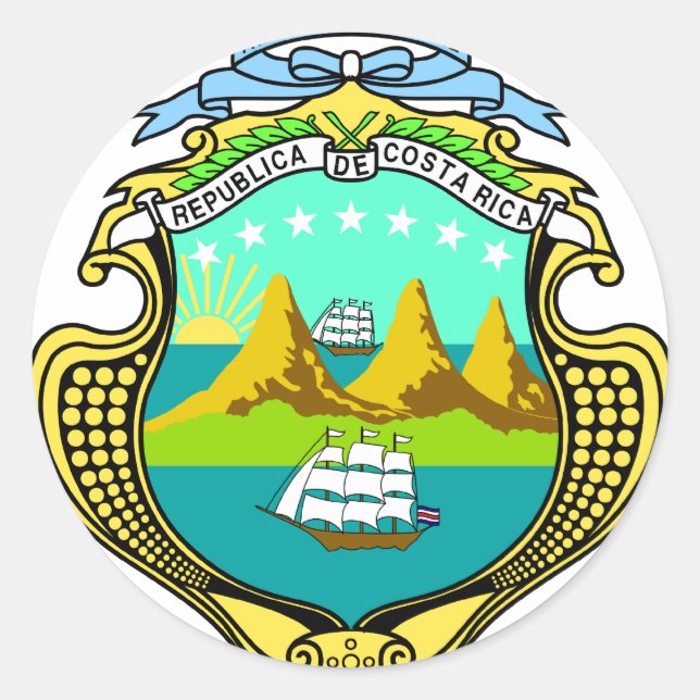 Costa Rica Wappen CR Runder Aufkleber (Vorderseite)