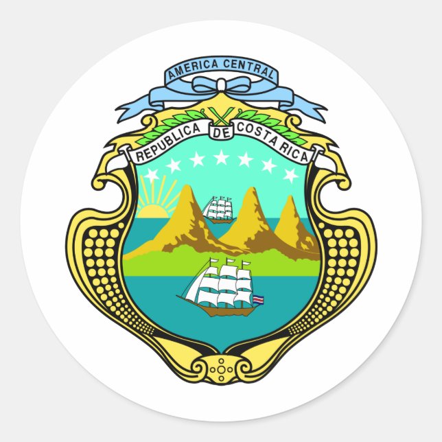 Costa Rica-Wappen Runder Aufkleber (Vorderseite)