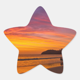 Costa Rican Paare am Sonnenuntergang Stern-Aufkleber
