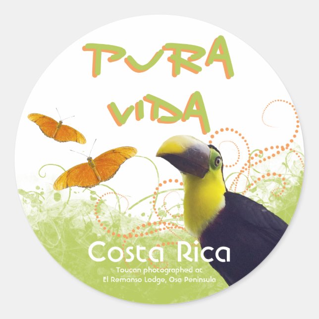 Costa Rican Pura Vida Toucan Stickers (Vorderseite)