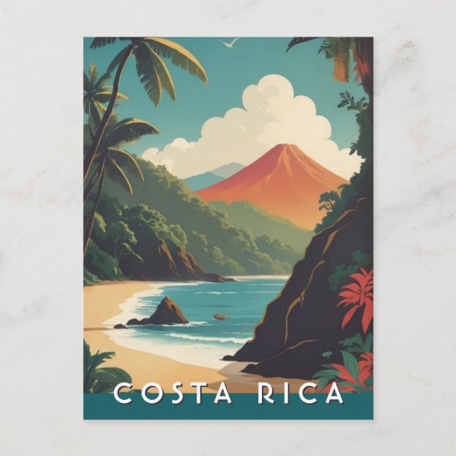 Costa Rice Retro Reisen Volcano Beach Souvenir Postkarte (Vorderseite)