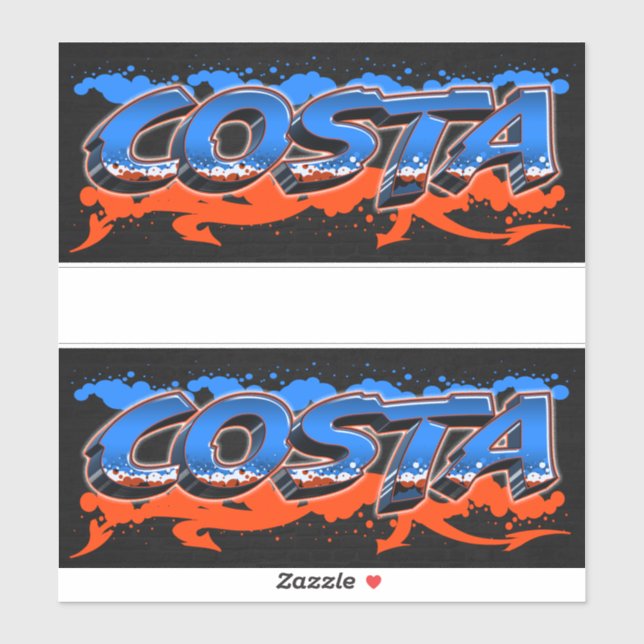 Costa Vorname Name Graffiti Aufkleber Sticker (Blatt)