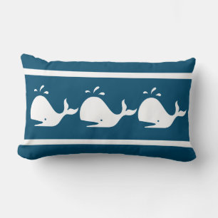 Costal Nautical Marine BLAUE White WHALE Lendenkissen