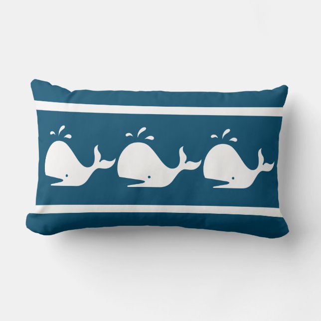 Costal Nautical Marine BLAUE White WHALE Lendenkissen (Vorderseite)