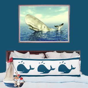 Costal Nautical Navy BUE WHALE White Seitenschläferkissen