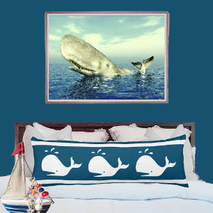 Costal Nautical Ocean BLUE White WHALE Seitenschläferkissen