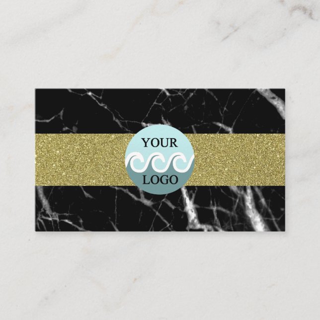 Costum Logo schwarz Marmor Gold Visitenkarte (Vorderseite)