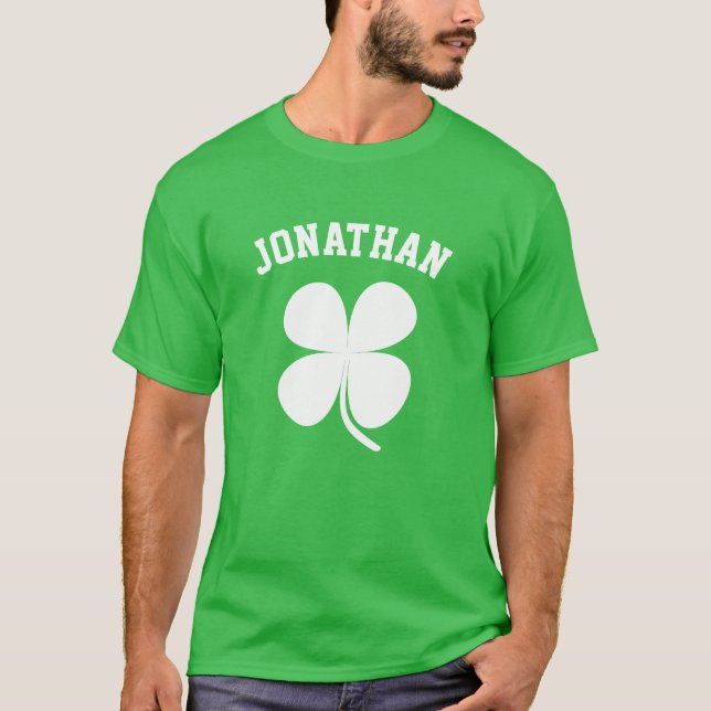 Costum Name Glück Kleeblatt St. Patrick's Day T-Shirt (Vorderseite)