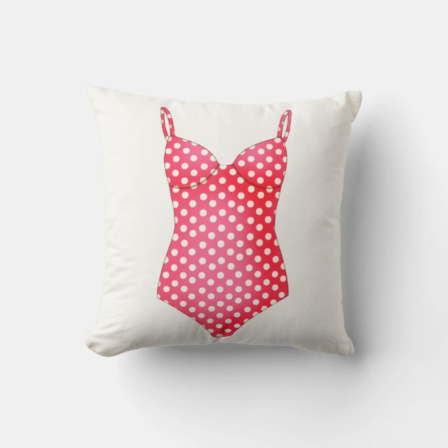 Costume de bain Polka Rouge Coussin à jet (Recto)