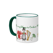 Costume de Gallois, emblèmes, tasse de café à