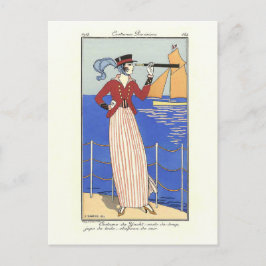 Costume de Yacht Fashion Illustration Barbier Postkarte